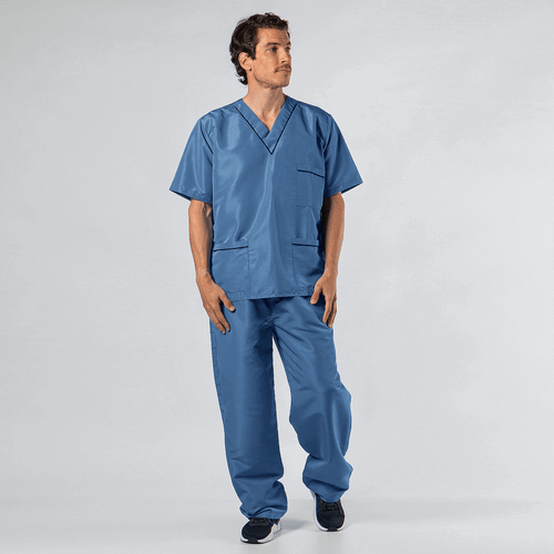 Conjunto Pijama Albert Cuello V Anticloro Azul Marino