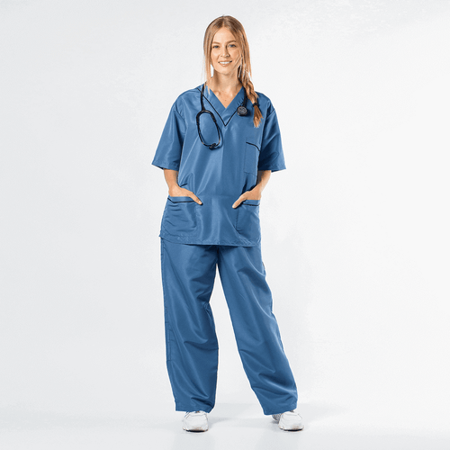 Conjunto Pijama Albert Cuello V Anticloro Azul Marino