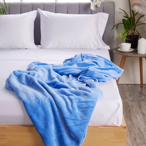 Cobija Sweet Home Flannel Fleece Azul Claro