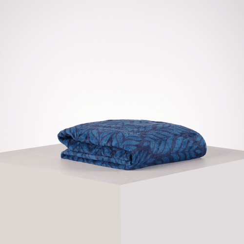 Cobija Leaves Vintage Indigo 180 Gr Flannel Fleece 140 X 200 Cm