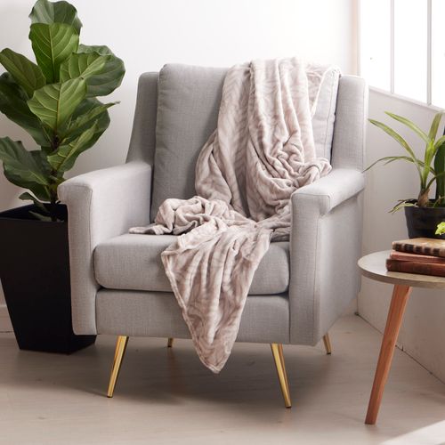 Cobija Leaves Feather Gray 180 Gr Flannel Fleece 140 X 200 Cm