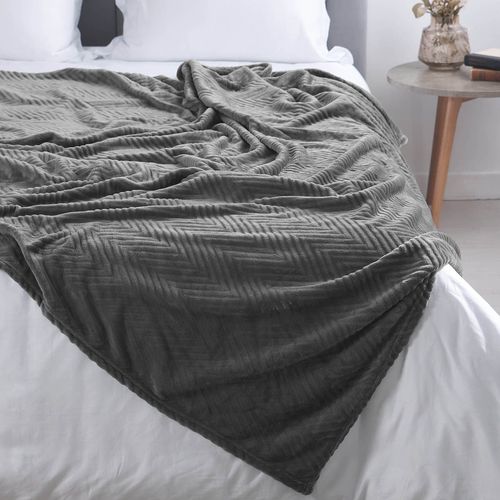 Cobija Flannel Fleece 250 gr Chevron Gris