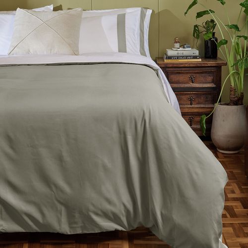 Cover Duvet - Funda Plumón Doblefaz con Bambú Blanco Franja Arena