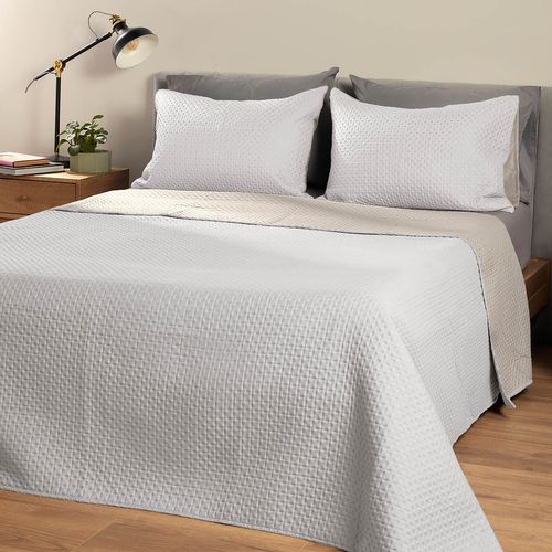 Cubrelecho tipo Quilt Doble Faz Microfibra Blanco