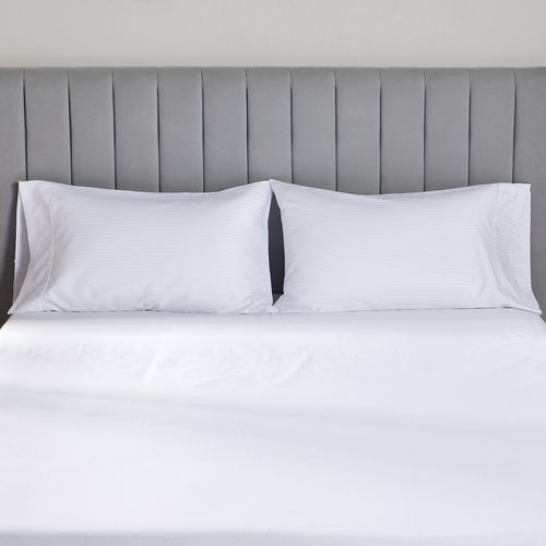 Set x 2 Fundas 250 hilos Polialgodón Sateen Stripe Blanco