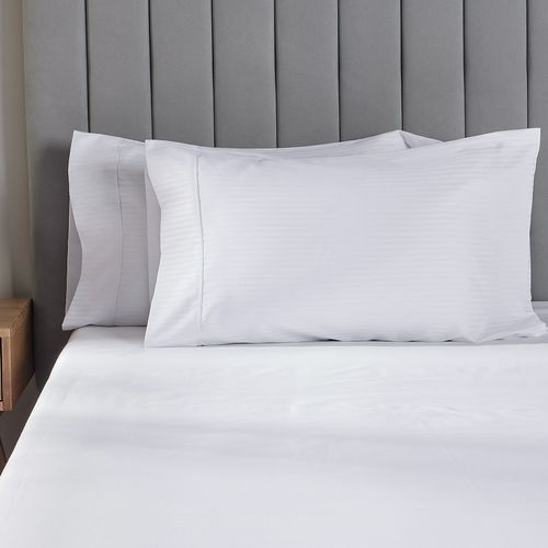 Set x 2 Fundas 250 hilos Polialgodón Sateen Stripe Blanco