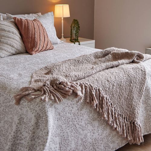 Manta Tejida 130 x 150 cm Taupe Claro
