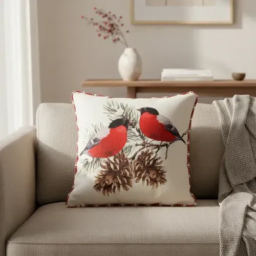 Cojín Pájaro Rojo Navidad Pipa Home