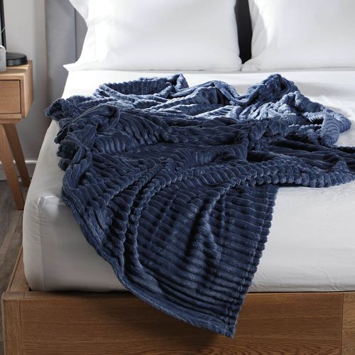 Cobija Flannel Fleece 250 gr Ribbed Azul