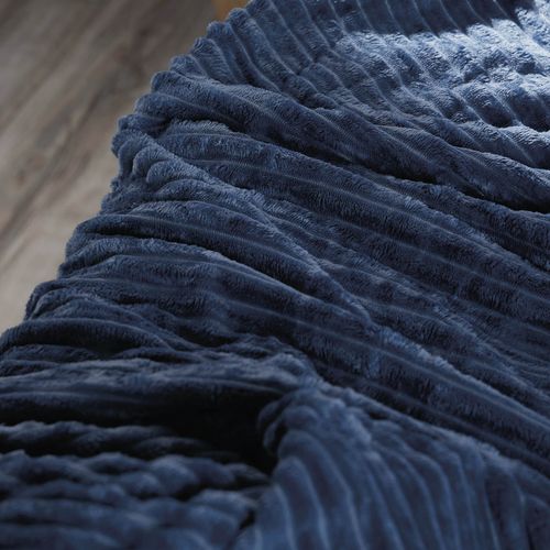 Cobija Flannel Fleece 250 gr Ribbed Azul