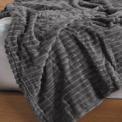 Cobija Flannel Fleece 250 gr Ribbed Gris