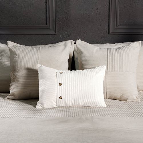 Cojín Corduroy Microsuede Urban Botones Beige 35 x 50 cm