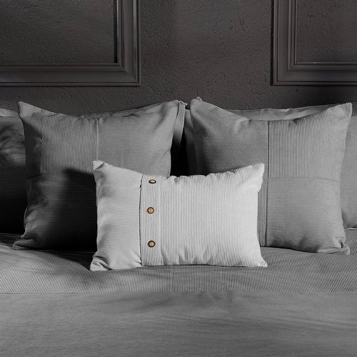 Cojín Corduroy Microsuede Urban Botones Gris Claro 35 x 50 cm