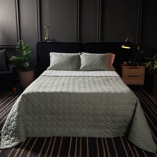 Quilt Doblefaz Nomad Algodón Apariencia Lino Verde Musgo