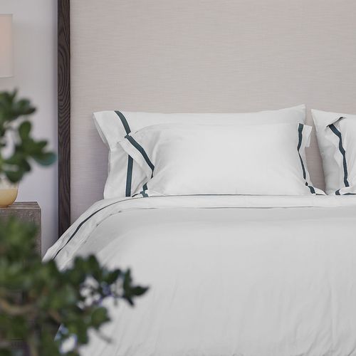 Juego de Sábanas Hotel Experience 400 Hilos 100% Algodón Egipcio Sicilia Blanco - Azul