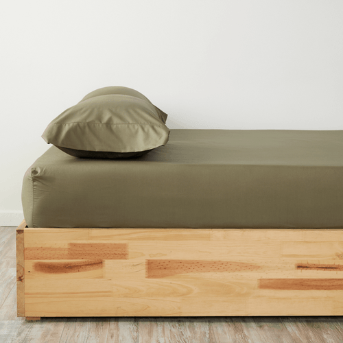 Sábana Ajustable Más Funda(s) 200 Hilos 100% Algodón Verde Militar