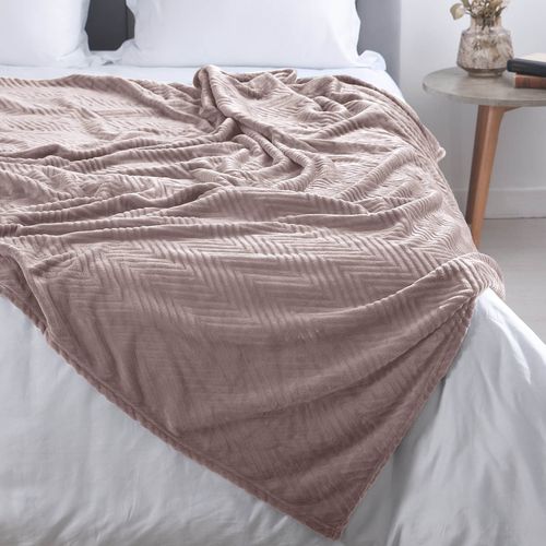 Cobija Flannel Fleece 250 gr Chevron Mauve