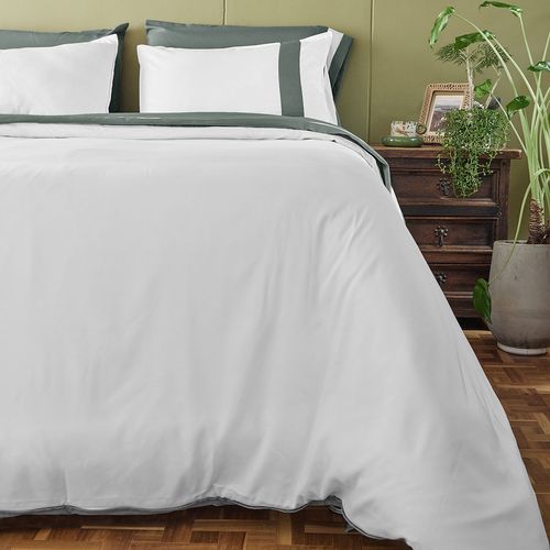 Cover Duvet - Funda Plumón Doblefaz con Bambú Blanco Franja Verde