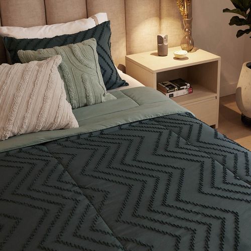 Edredón Microfibra Flecos Chevron Azul