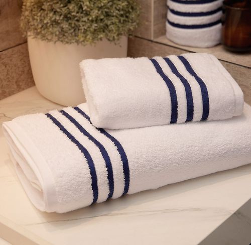 Set x2 Toallas: 1 de Cuerpo más 1 de Manos 100% Algodón 550 gr Spa Azul