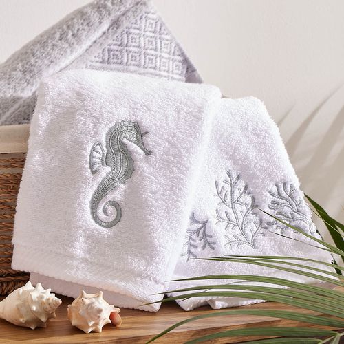 Set x2 Toallas: 2 de Manos Bordadas 100% Algodón 570 gr Coastal 43,5x83 cm