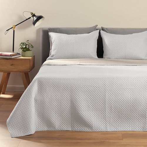 Quilt Doble Faz Microfibra Blanco - Arena