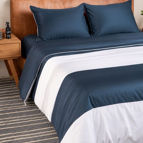 Cover Duvet 300 Hilos 100% Algodón Loft Costa Azul