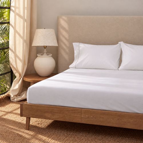 Sábana Ajustable Más Funda(s) 400 Hilos 100% Algodón Blanco Cremoso